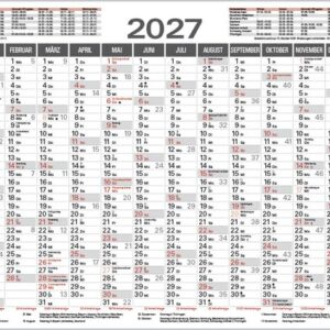 Alternative view of Tafelkalender A4 2027: 14 Monate auf einer Seite I Ferientermine und Feiertage