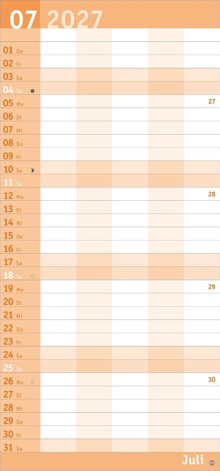 Basic Familienplaner 2027: Praktischer Wandplaner mit 5 Spalten. Familien-Wandkalender mit Schulferien und 3-Monats-Ausblick aufs Folgejahr. Terminkalender 2027. – Bild 8