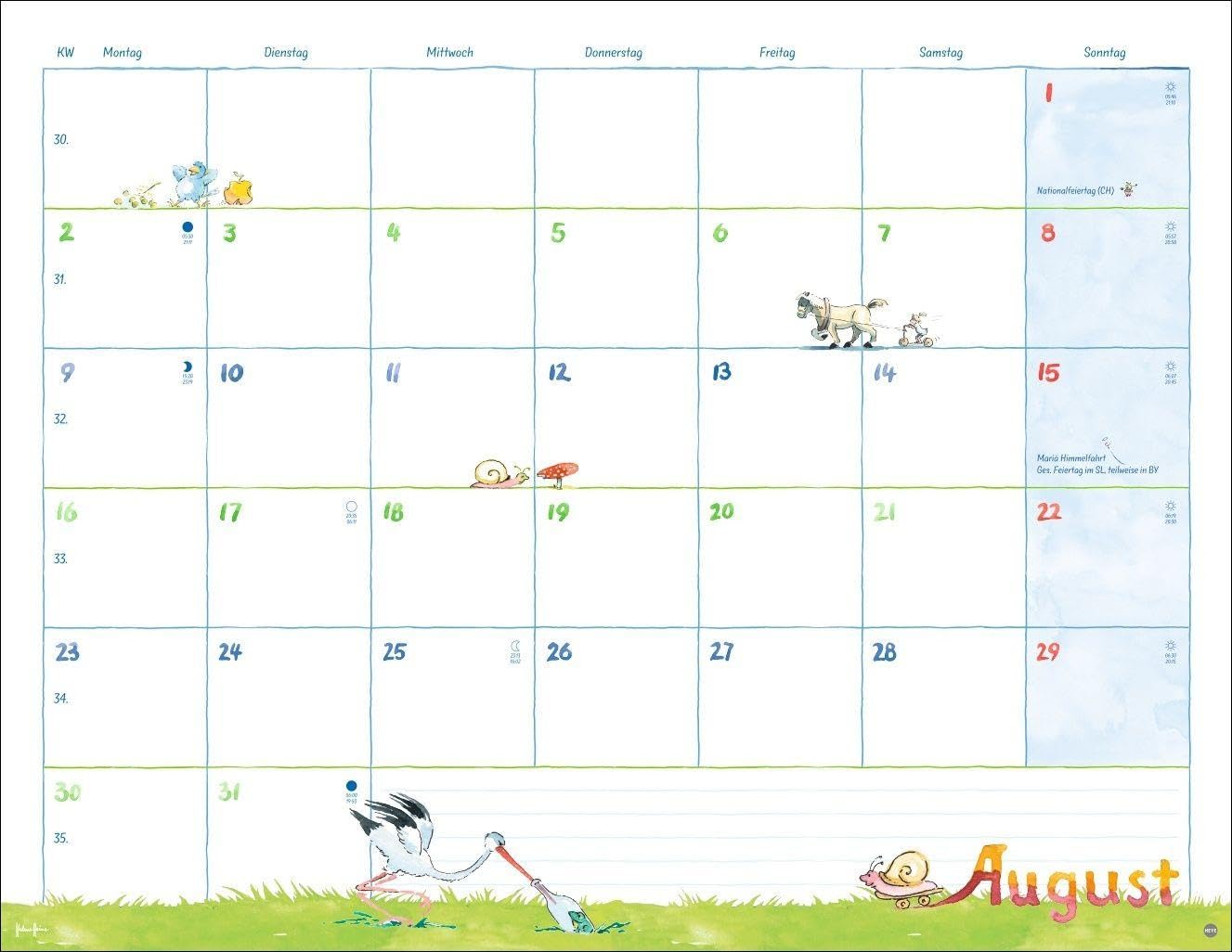 Helme Heine: Monatsplaner 2027: Liebevoll illustrierter Wandkalender von Helme Heine mit den drei Freunden. Termin-Kalender 2027 zum Eintragen. 44 x 34 cm. Querformat. – Bild 9