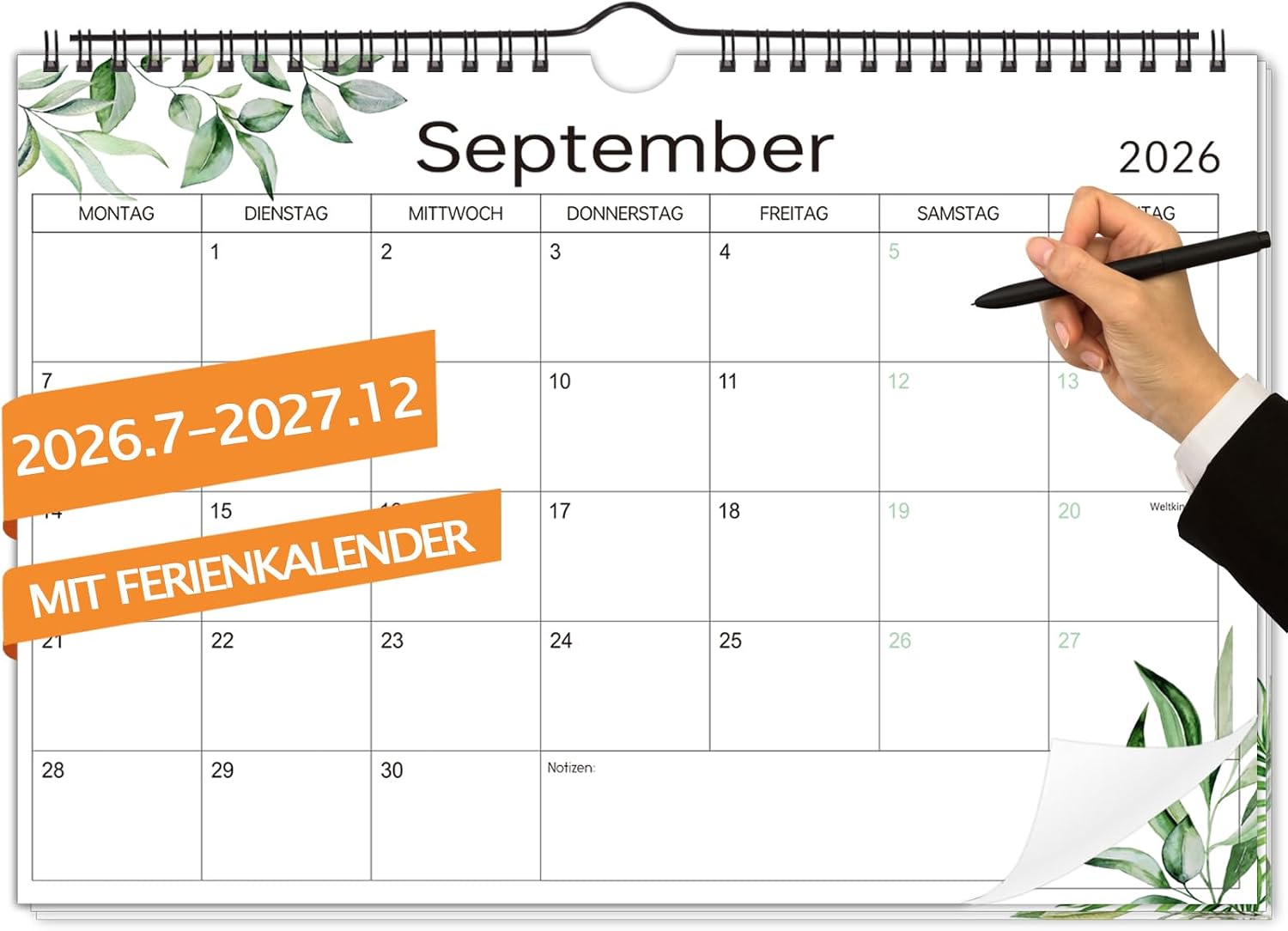 Wall Calendar 2026 2027, Calendar 2026/27 in A4 Landscape Format, 30 x 21
