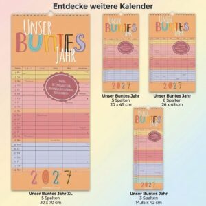 Family Planner Our Colourful Year 2027: Colourful Family Planner 14.9 x 42 cm with 3 Columns, German Calendar and Note Field, Ideal for Family Organisation – Bild 6