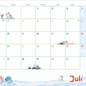 Helme Heine: Monatsplaner 2027: Liebevoll illustrierter Wandkalender von Helme Heine mit den drei Freunden. Termin-Kalender 2027 zum Eintragen. 44 x 34 cm. Querformat. – Bild 8