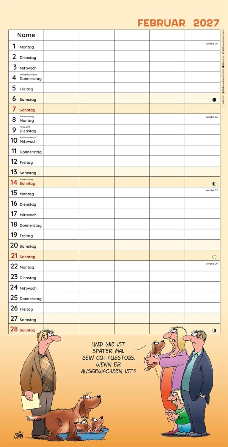 Uli Stein Familienkalender 2027: Familienplaner mit 5 Spalten: Großer Wandkalender im Hochformat mit Spiralbindung (Uli Stein Kalender 2027) – Bild 5