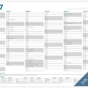 Year Planner 2027 A3 | 12 Months with Holidays and Holidays | Folded to DIN A4 | 12 Months Blackboard Calendar Front and Back DIN A3 Landscape Wall Planner