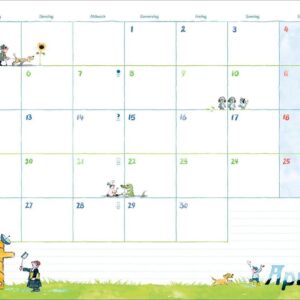 Helme Heine: Monatsplaner 2027: Liebevoll illustrierter Wandkalender von Helme Heine mit den drei Freunden. Termin-Kalender 2027 zum Eintragen. 44 x 34 cm. Querformat. – Bild 5