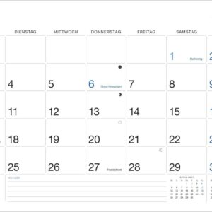 Büro Monatsplaner 2027: Praktischer Wandplaner mit großer Monatsübersicht. Wandkalender DIN A4. Büro-Kalender mit Notizfeld und Schulferien. – Bild 6