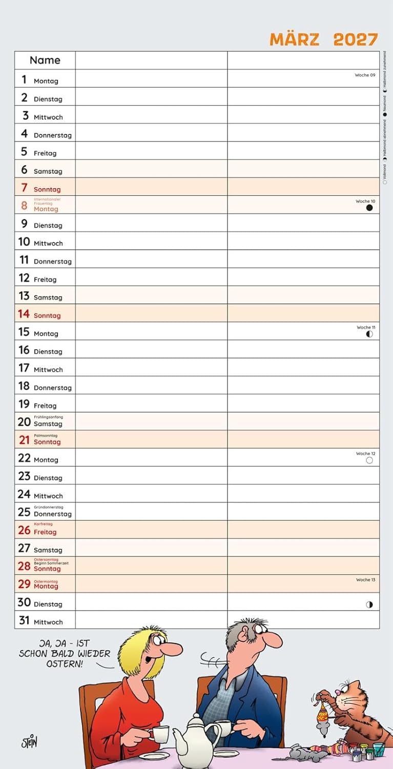 Uli Stein Timer für zwei 2027: Monatskalender für die Wand: Großer Wandkalender für zwei im Hochformat mit Spiralbindung (Uli Stein Kalender 2027) – Bild 6