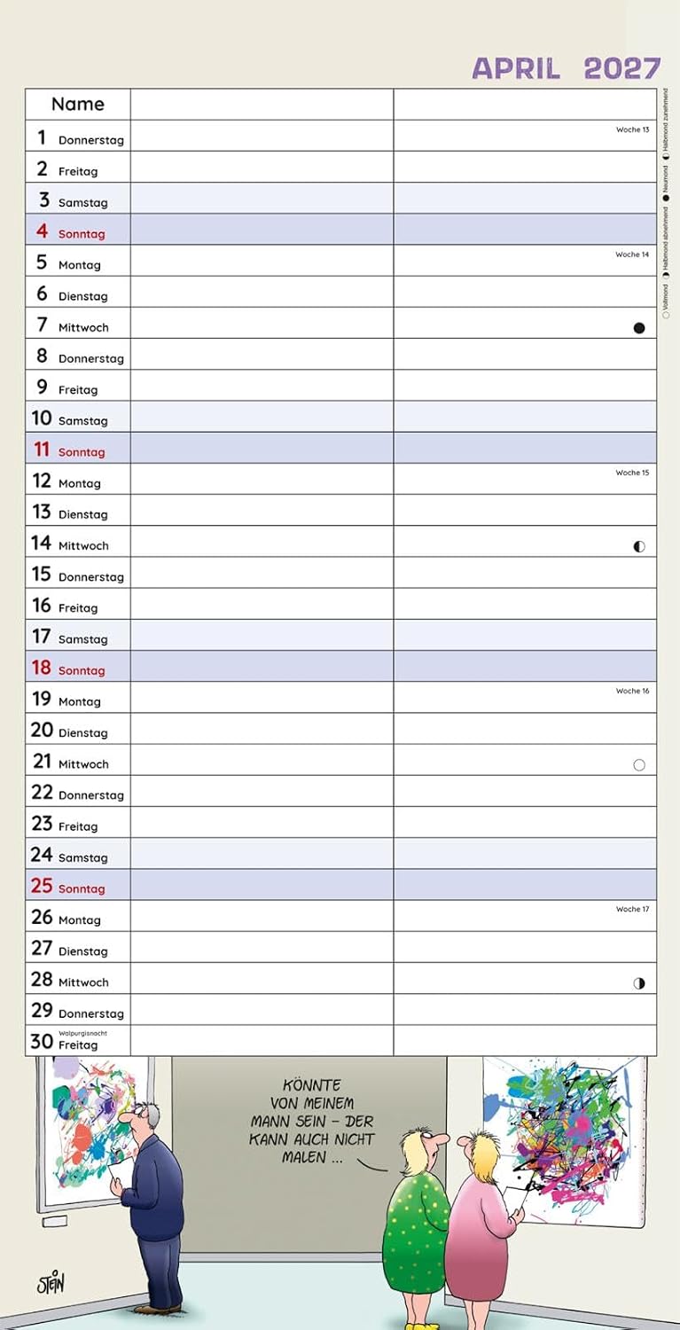 Uli Stein Timer für zwei 2027: Monatskalender für die Wand: Großer Wandkalender für zwei im Hochformat mit Spiralbindung (Uli Stein Kalender 2027) – Bild 7