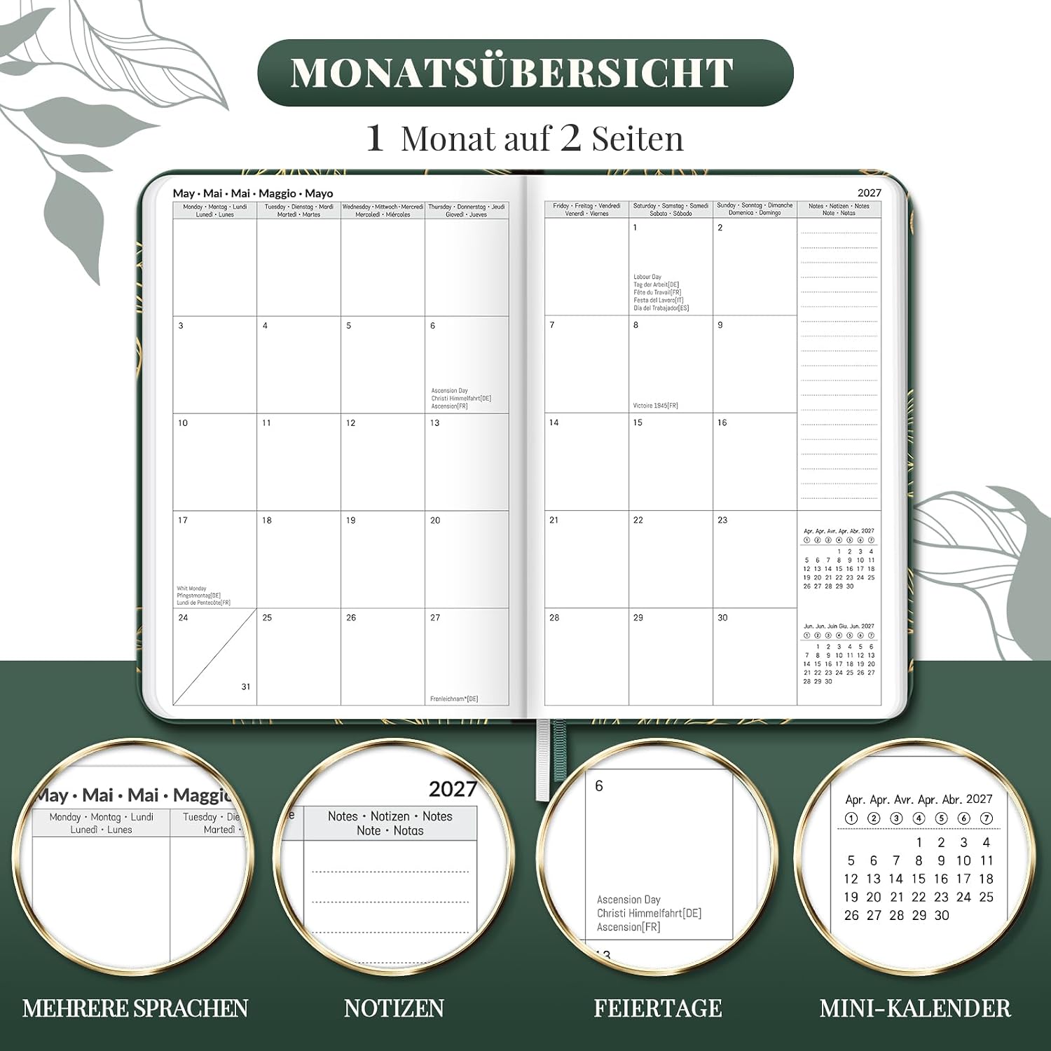 Lonely Oak Calendar 2027 Book Calendar A5 Weekly Planner Pocket Calendar – Bild 3