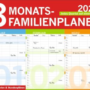 3-Monats-Familienplaner 2027: Familienkalender mit 3 Monats-Übersicht. Praktischer Familien-Wandkalender mit viel Platz zum Eintragen. 44 x 34 cm