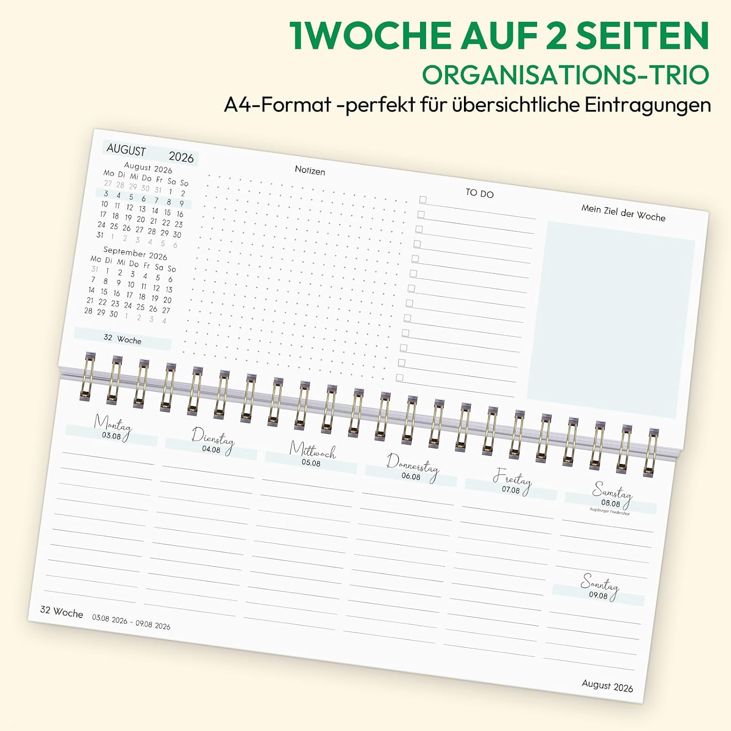 KONVINIT Desk Calendar 2026 2027, Calendar 2027 Weekly Calendar for Standing, Flower Motif Weekly Planner from July 2026 to December 2027, 1 Week 2 Pages, Desk Calendar for School Office Home – Bild 3