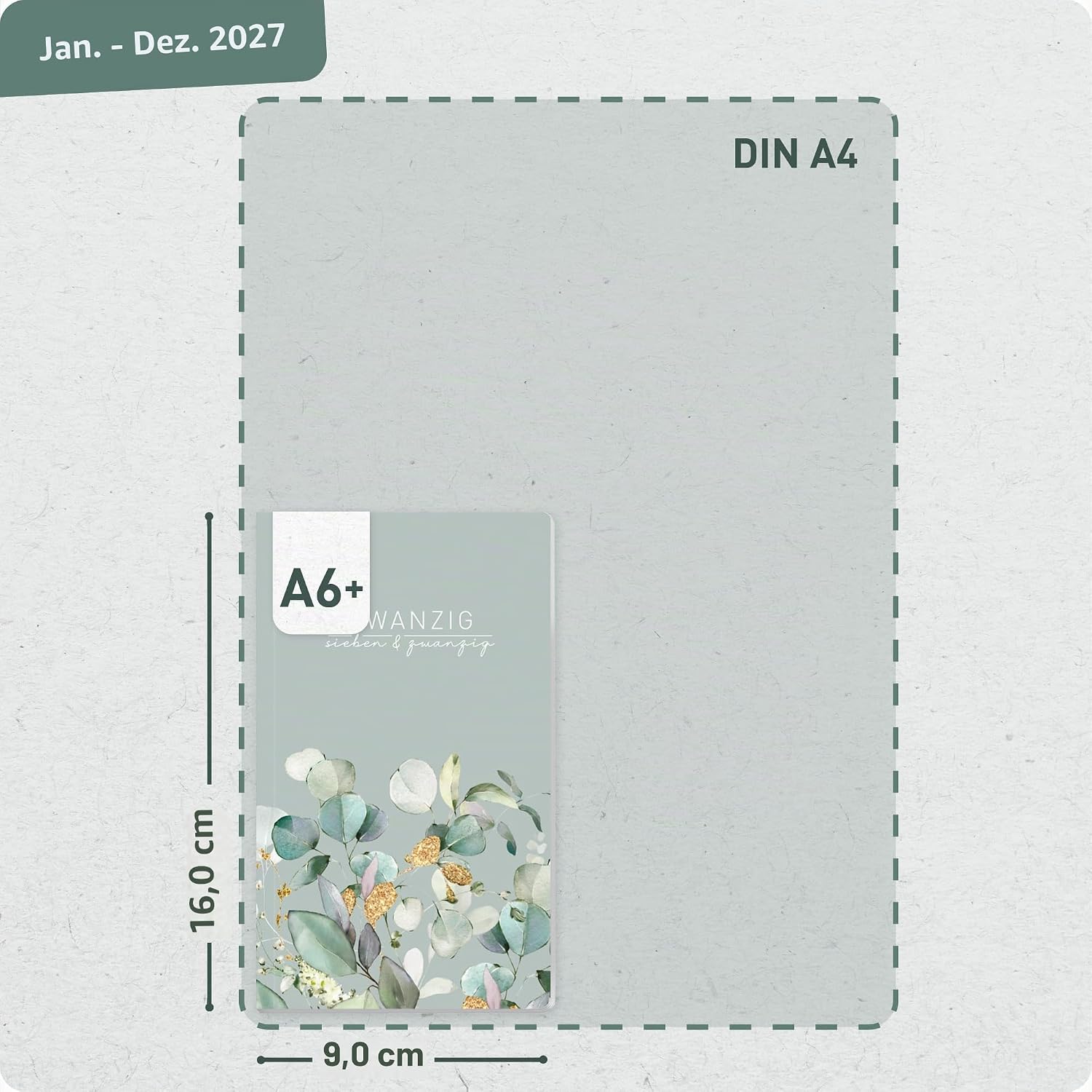 Häfft® Monthly Calendar 2027 A6 + Pocket Slim "Minty Leaves" – Bild 3