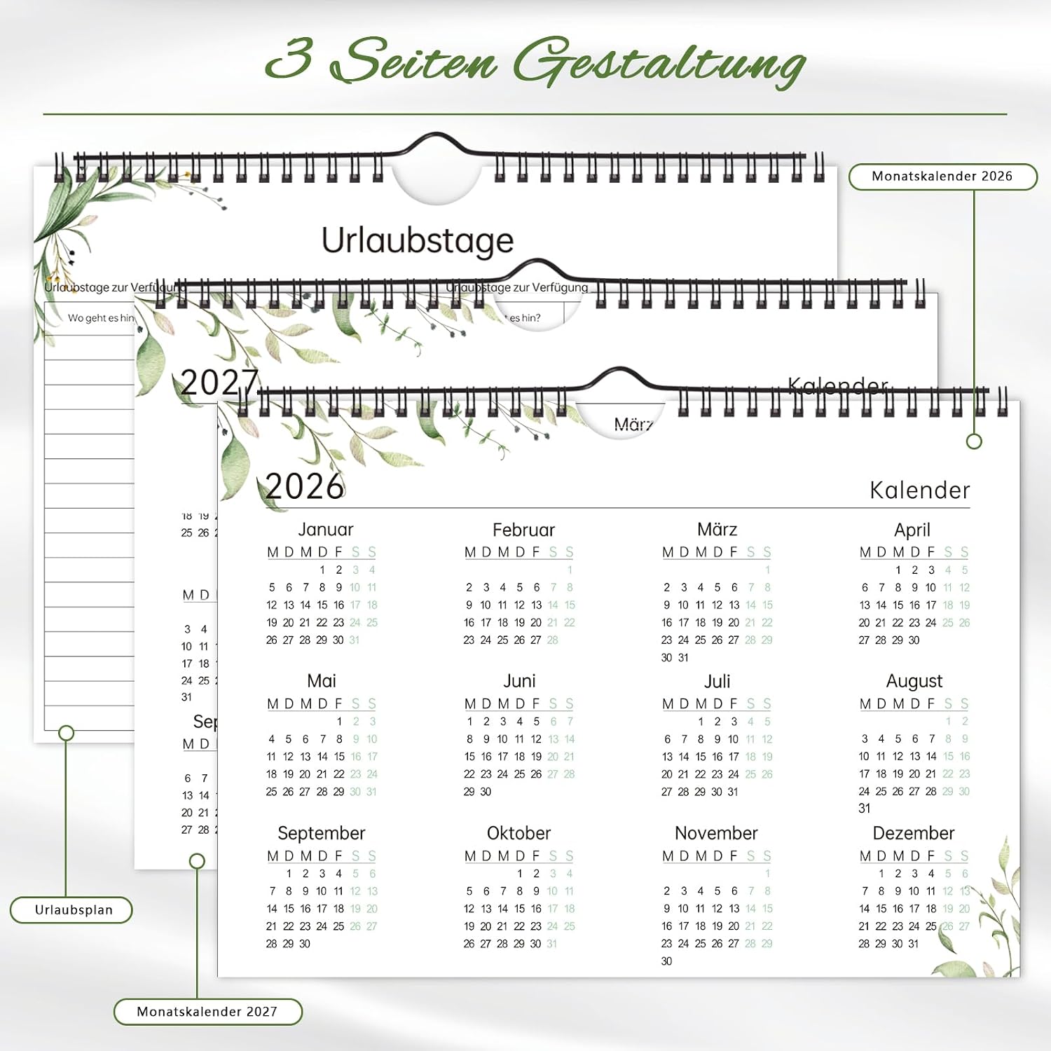 Wall Calendar 2026 2027, Calendar 2026/27 in A4 Landscape Format, 30 x 21 – Bild 4