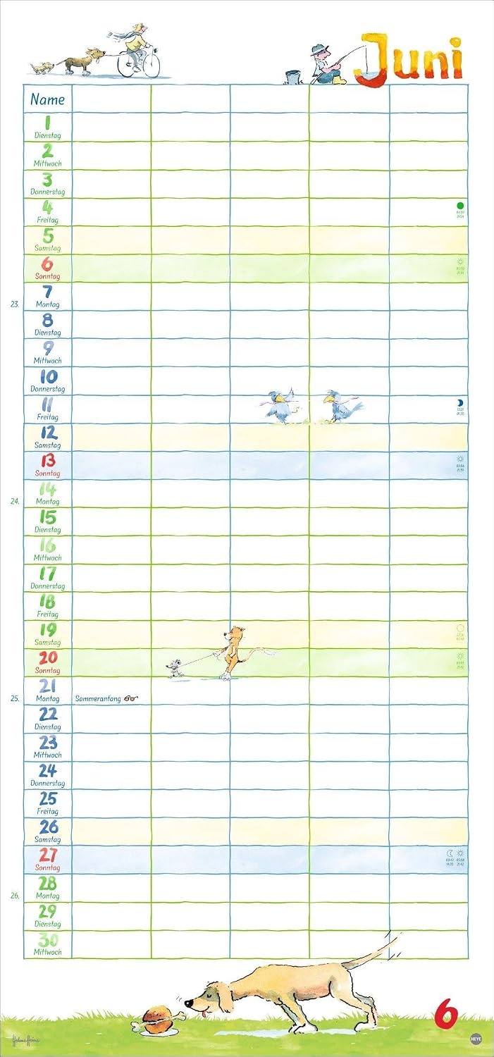 Helme Heine: Familienplaner 2027: Familienkalender mit 5 Spalten. Liebevoll illustrierter Familien-Wandkalender mit Schulferien und Stundenplänen. – Bild 7