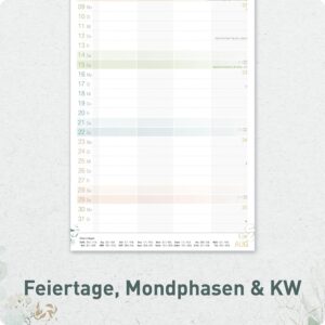 Häfft® Family Planner 2027 with 4 Columns - Wall Calendar "Gold Leaf" – Bild 5