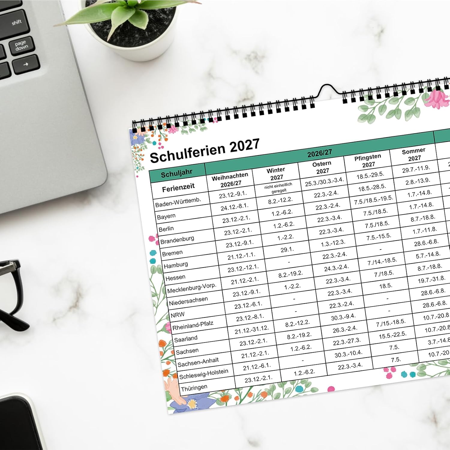 Calendar 2027 Wall Calendar A4 Monthly Calendar Year Planner Monthly Planner Monthly Overview for Two 2027 for the Whole Year with Holidays, Family Planner School Holidays Wall Calendar Family – Bild 7
