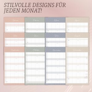Family Planner 2027 with 5 Columns as Wall Calendar in Grey I OKT 2026 - Dec 2027 I 22 x 43 cm I Family Calendar Wall I Monthly Calendar with Holidays and Holidays, Timetables and Much More – Bild 6