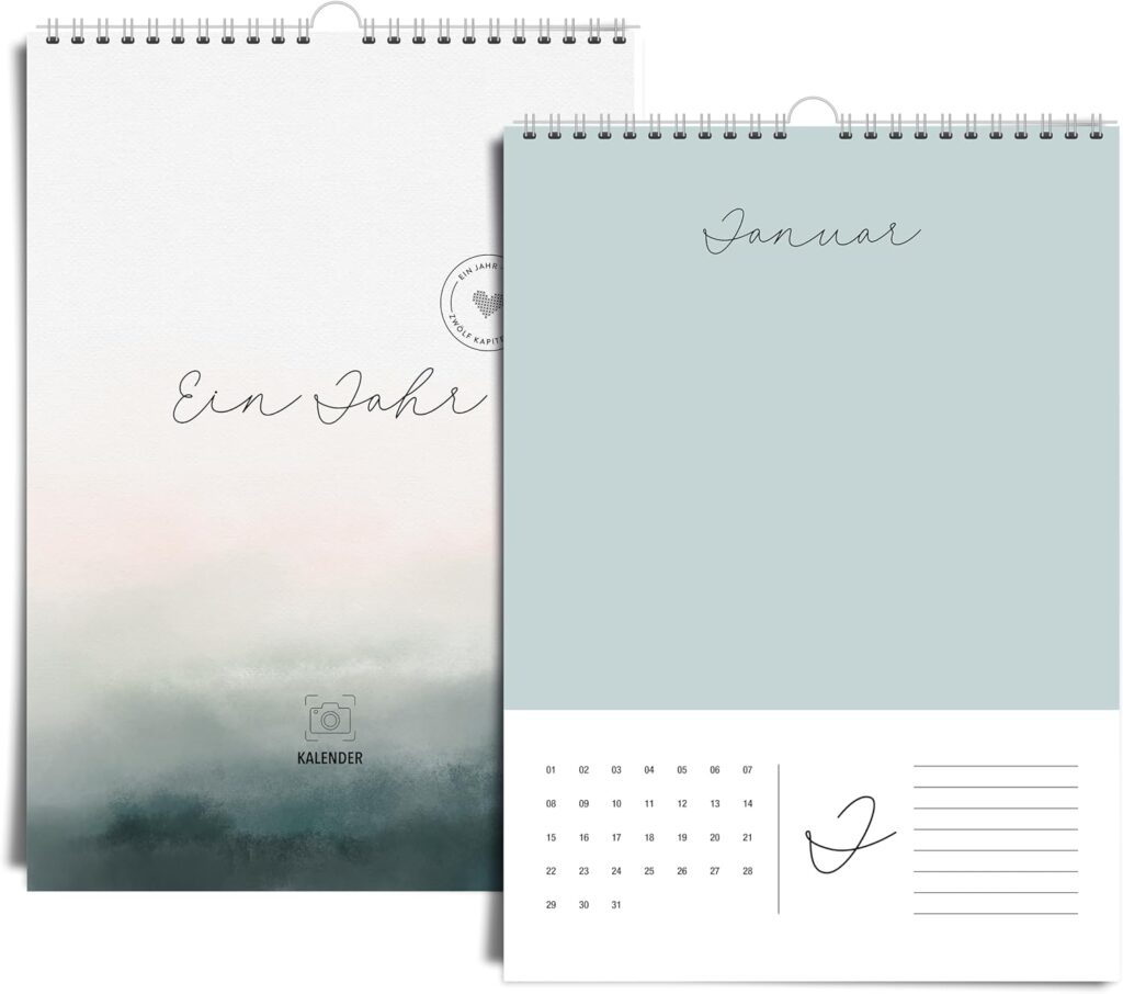 heaven+paper Photo Calendar Always to Design Yourself | Craft Calendar without Year A4 Made of Extra Thick 250 g/m² Cardboard | Wall Calendar Made in Germany (Aqua)