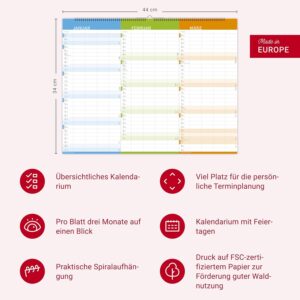 3-Monats-Familienplaner 2027: Familienkalender mit 3 Monats-Übersicht. Praktischer Familien-Wandkalender mit viel Platz zum Eintragen. 44 x 34 cm – Bild 6