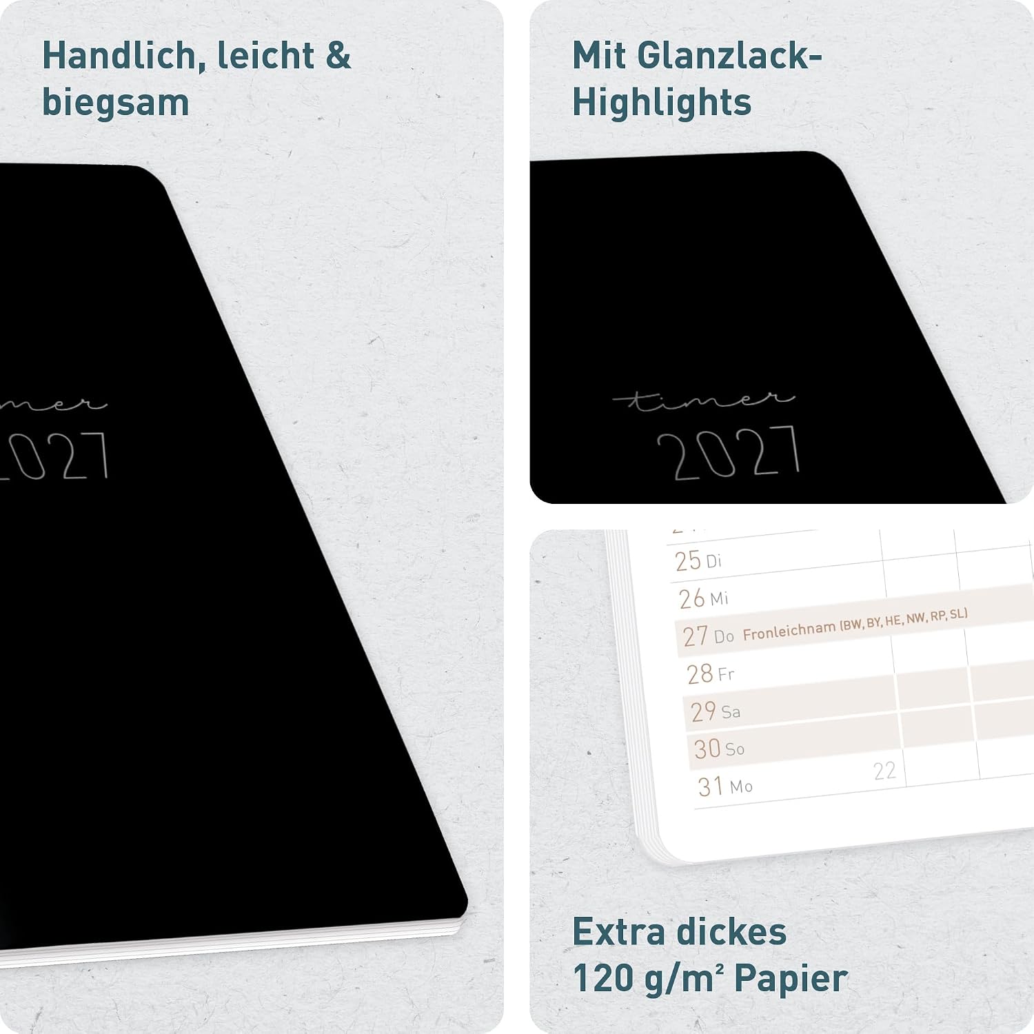 Häfft® Monthly Calendar 2027 A6 + Pocket Slim "Black Edition" – Bild 2