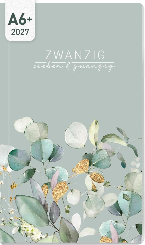 Häfft® Monthly Calendar 2027 A6 + Pocket Slim "Minty Leaves"