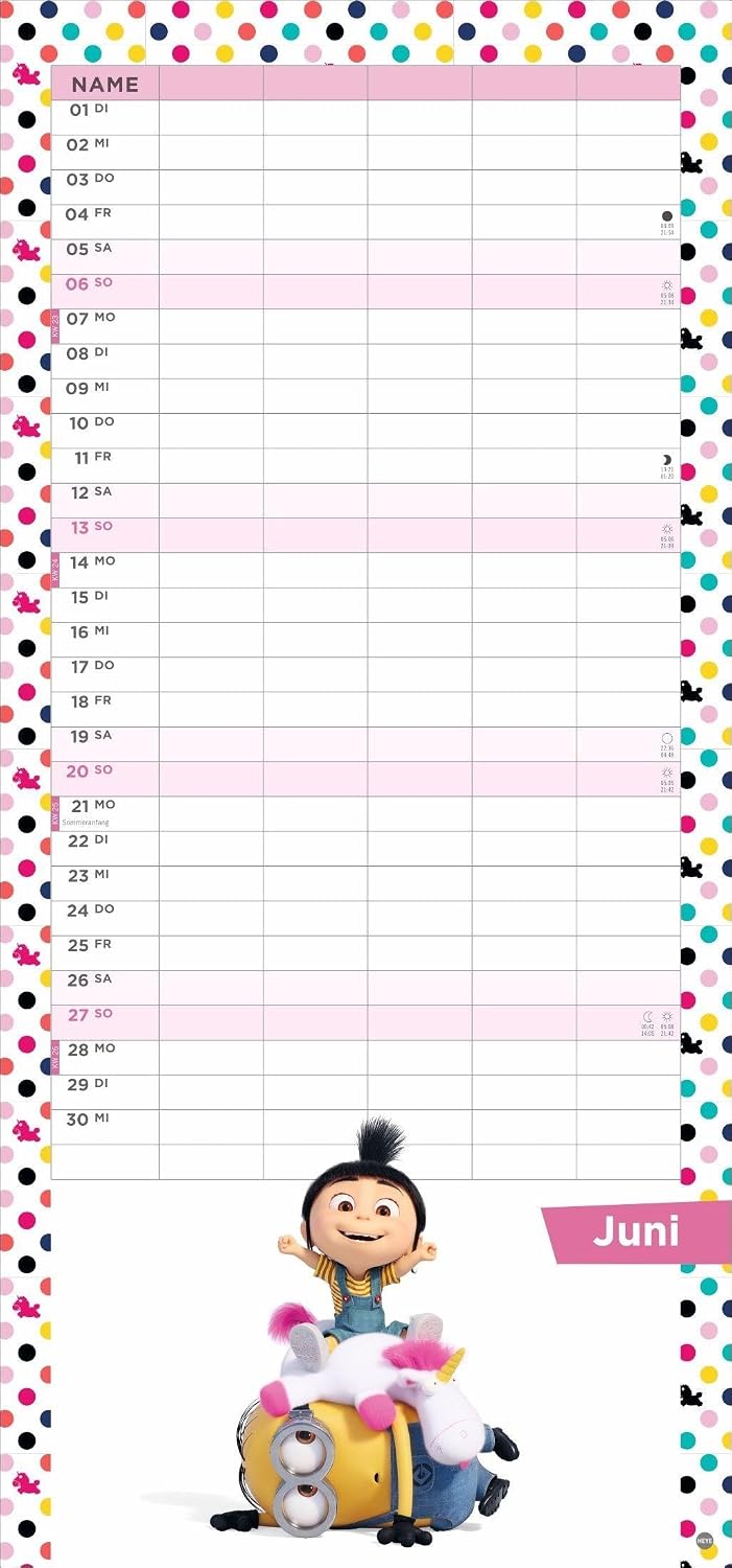 Minions Familienplaner 2027: Familienkalender mit 5 Spalten. Wandkalender mit Schulferien und Stundenplänen. – Bild 7