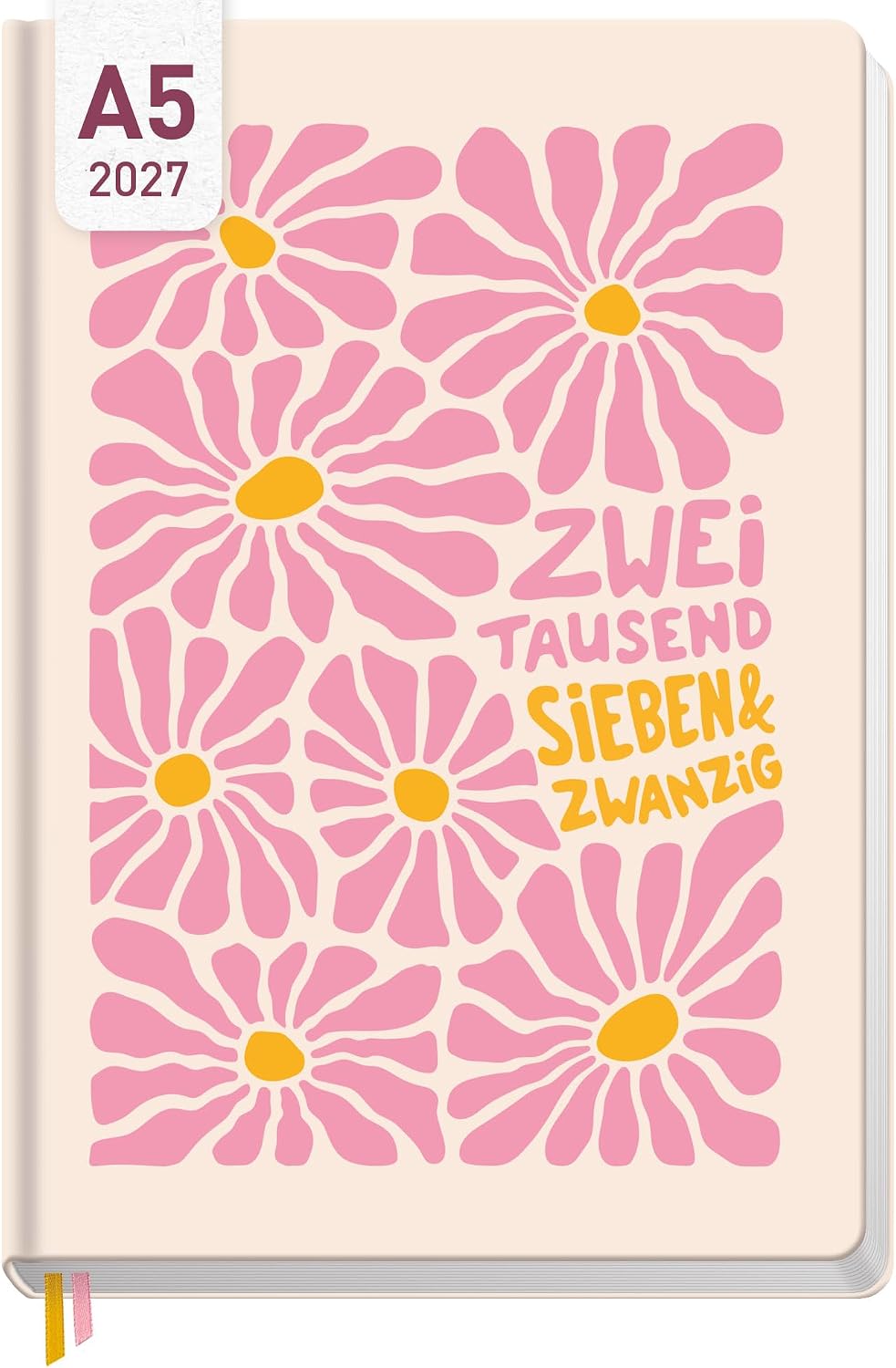 Häfft - Timer Book Calendar 2027 A5 for Young Adults "Pink Flowers"