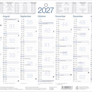 Tafelkalender A5 2027: Praktischer und neutraler Jahresplaner für den Schreibtisch oder die Wand. Terminplaner im kompakten Format mit Vorder- und Rückseite. Schlichter Jahres-Überblick – Bild 2