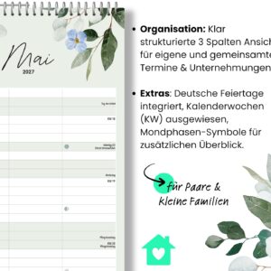 heaven+paper Familienkalender 2027 3 Spalten Green Kalender 2027 (21x42cm) – Bild 5