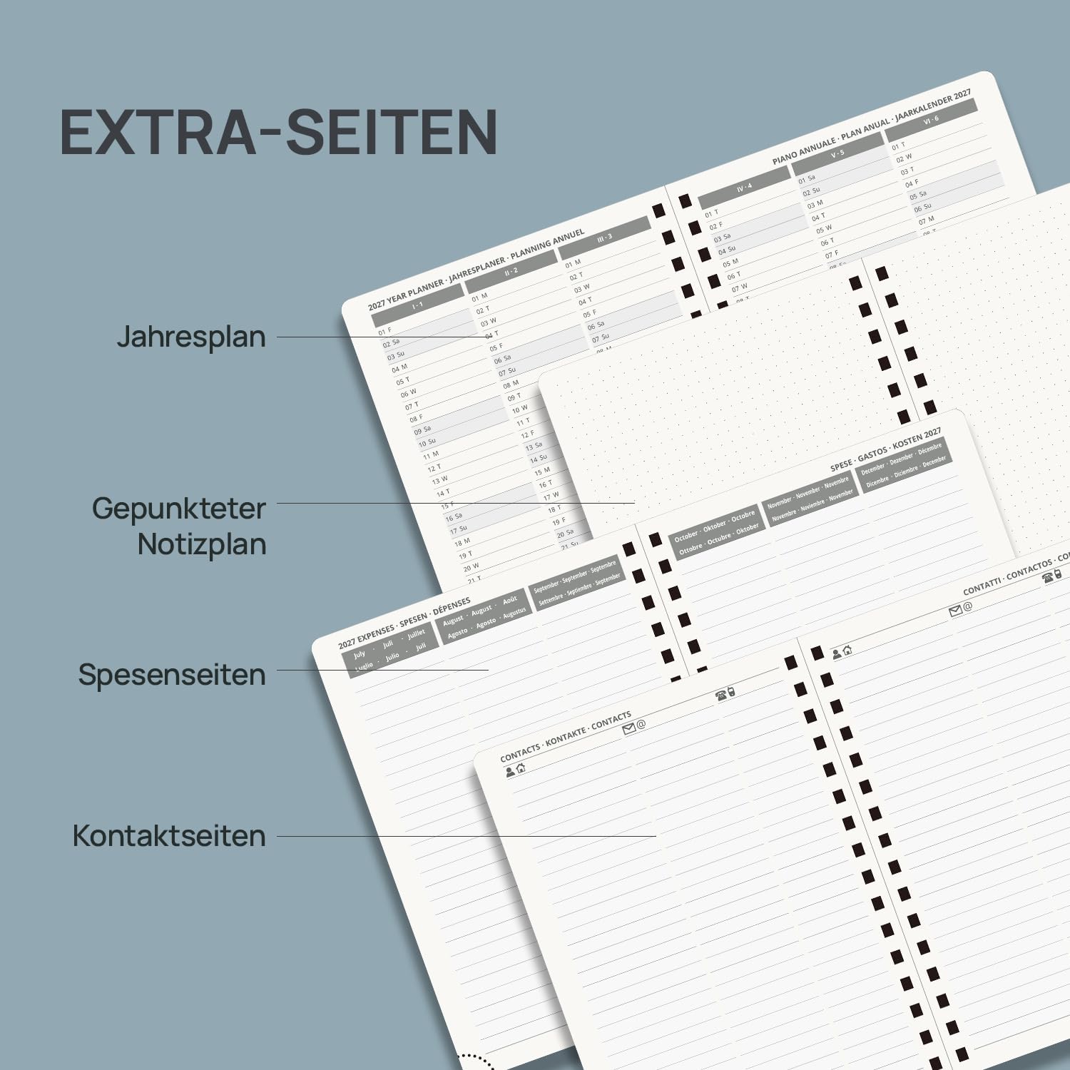 POPRUN Calendar 2027 Weekly Planner A5 (21 x 15.5 cm) Spiral Book Hardcover – Bild 6