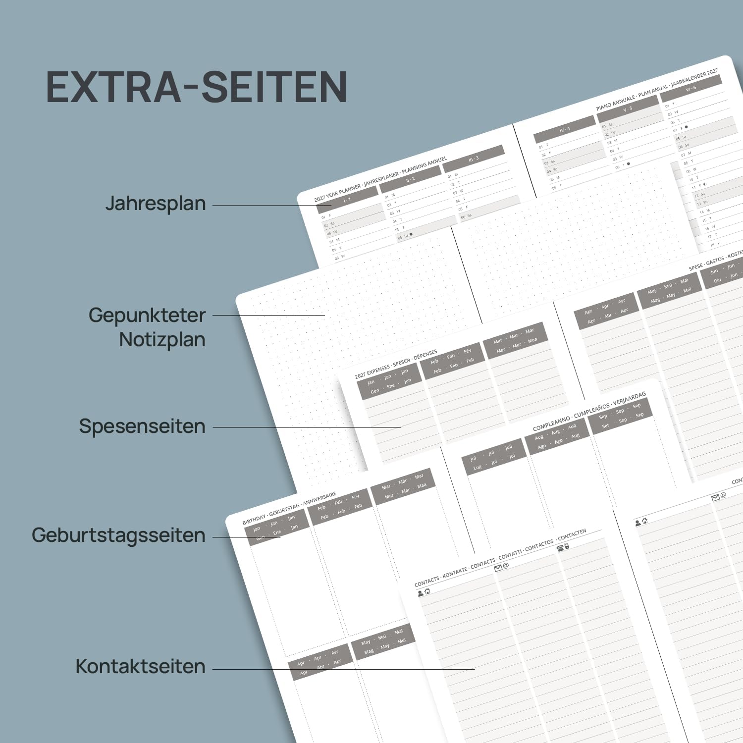 POPRUN Calendar 2027 Weekly Planner with Notes Approx. A5 (21.8 x 16.4 cm) – Bild 5