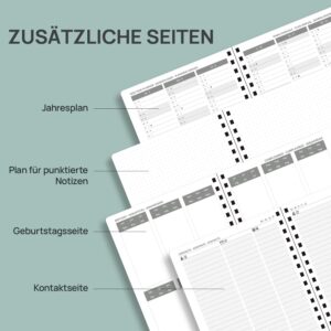POPRUN Calendar 2026 2027 Spiral Book Monthly Planner Approx. A5 (21.8 x – Bild 5