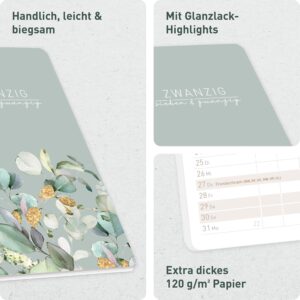 Häfft® Monthly Calendar 2027 A6 + Pocket Slim "Minty Leaves" – Bild 2