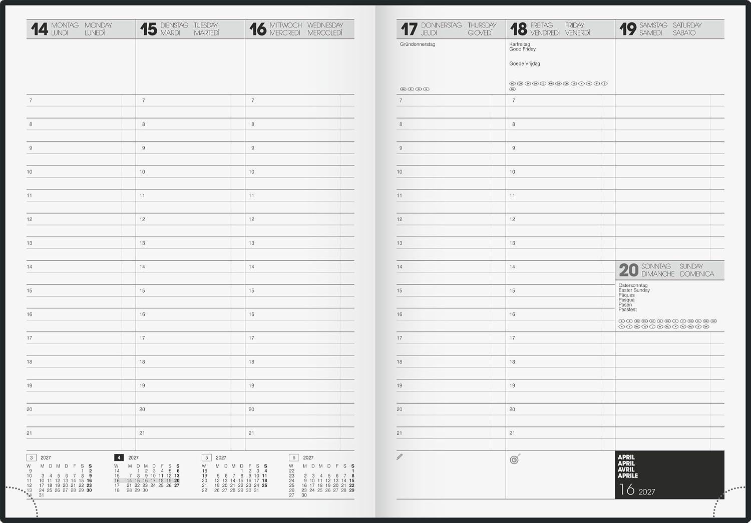 BRUNNEN 1078160907 Premium Book Calendar Model 781 2027 A4 Plastic Black – Bild 3