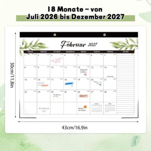 Calendar 2026/2027, 18 Month Large Wall Calendar, 43 x 30 cm, Green Leaves – Bild 3