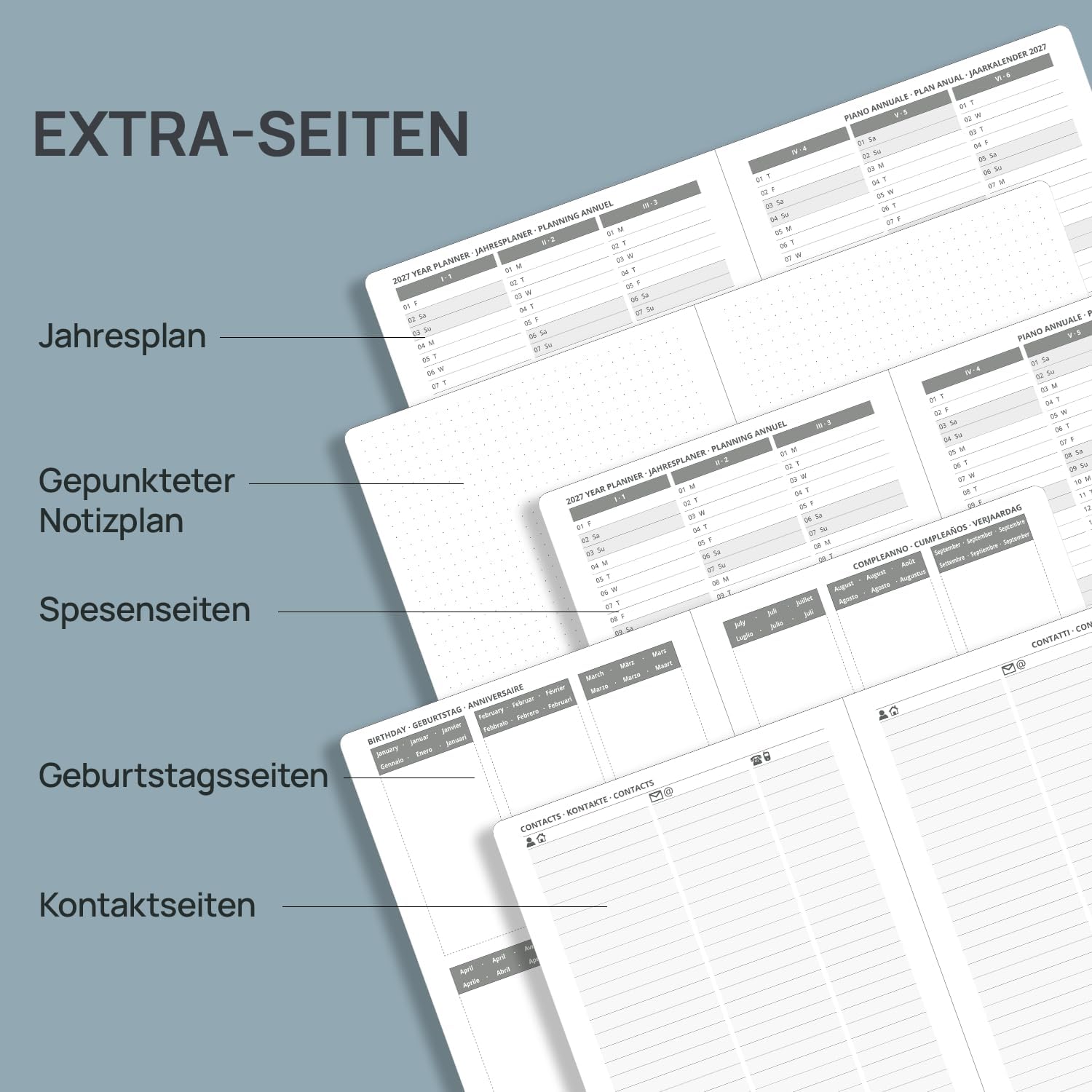 POPRUN Calendar 2027 Weekly Planner Horizontal Approx. A5 (21.8 x 16.4 cm – Bild 5