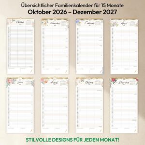KONVINIT Family Calendar 2027, 15 Months, Wall Calendar, Portrait Format – Bild 8