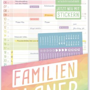 Häfft Familienplaner 2027 mit 5 Spalten - Wandkalender "Rainbow"