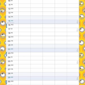 Minions Familienplaner 2027: Familienkalender mit 5 Spalten. Wandkalender mit Schulferien und Stundenplänen. – Bild 9