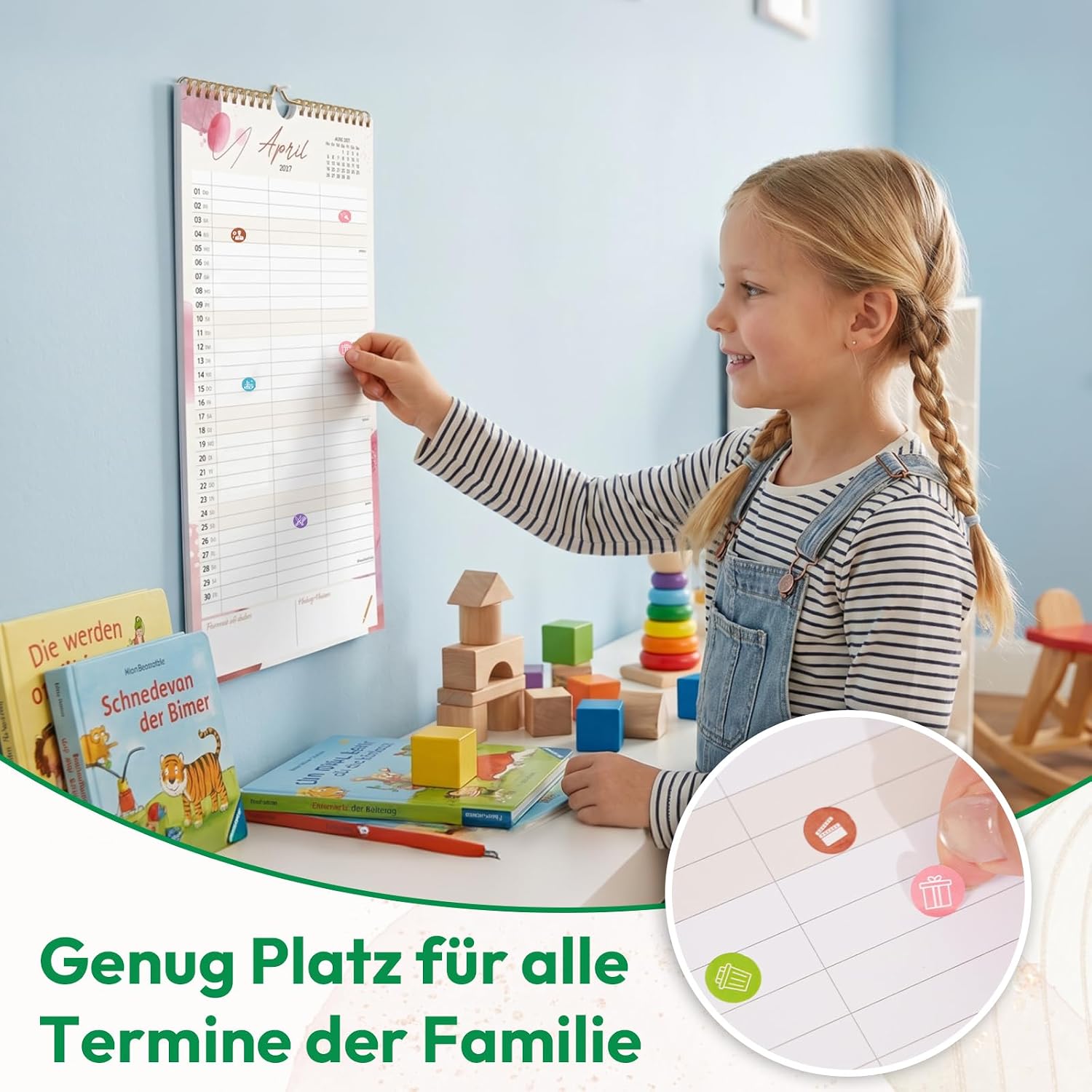 KONVINIT Family Planner 2027, 15 Month Calendar with 3 Columns & Stickers – Bild 7