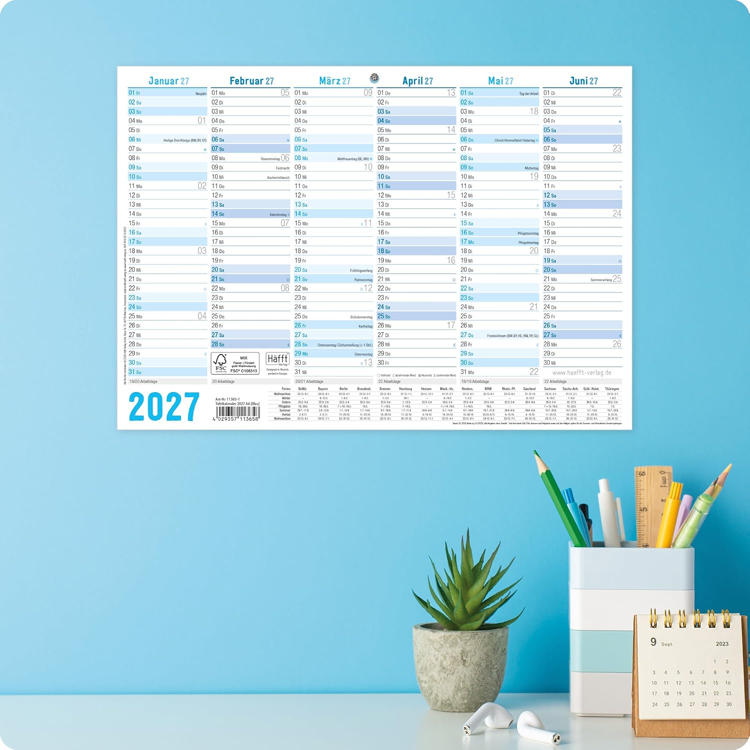 Häfft® 5 x Chalkboard Calendar 2027 A4 Landscape Year Planner Wall Calendar – Bild 8