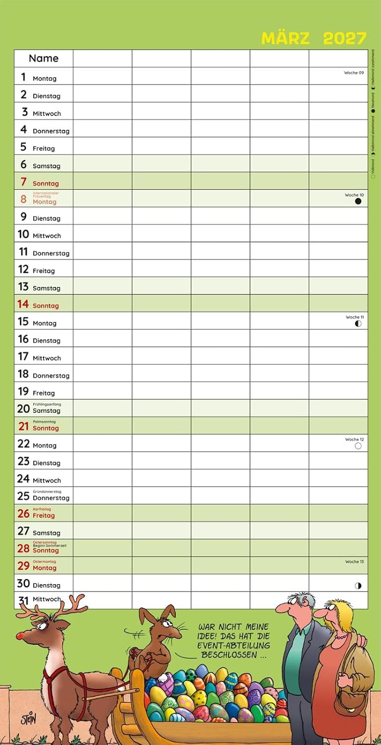 Uli Stein Familienkalender 2027: Familienplaner mit 5 Spalten: Großer Wandkalender im Hochformat mit Spiralbindung (Uli Stein Kalender 2027) – Bild 6
