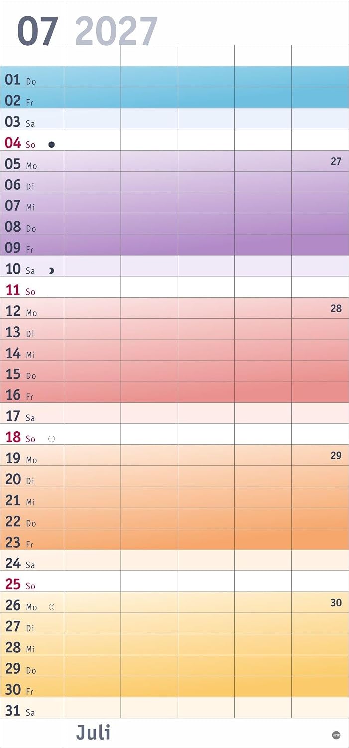 Bunte Wochen Familienplaner 2027: Praktischer Wandplaner mit 5 Spalten. Familien Wandkalender mit Schulferien und 3-Monats-Ausblick aufs Folgejahr. Terminkalender 2027. – Bild 8