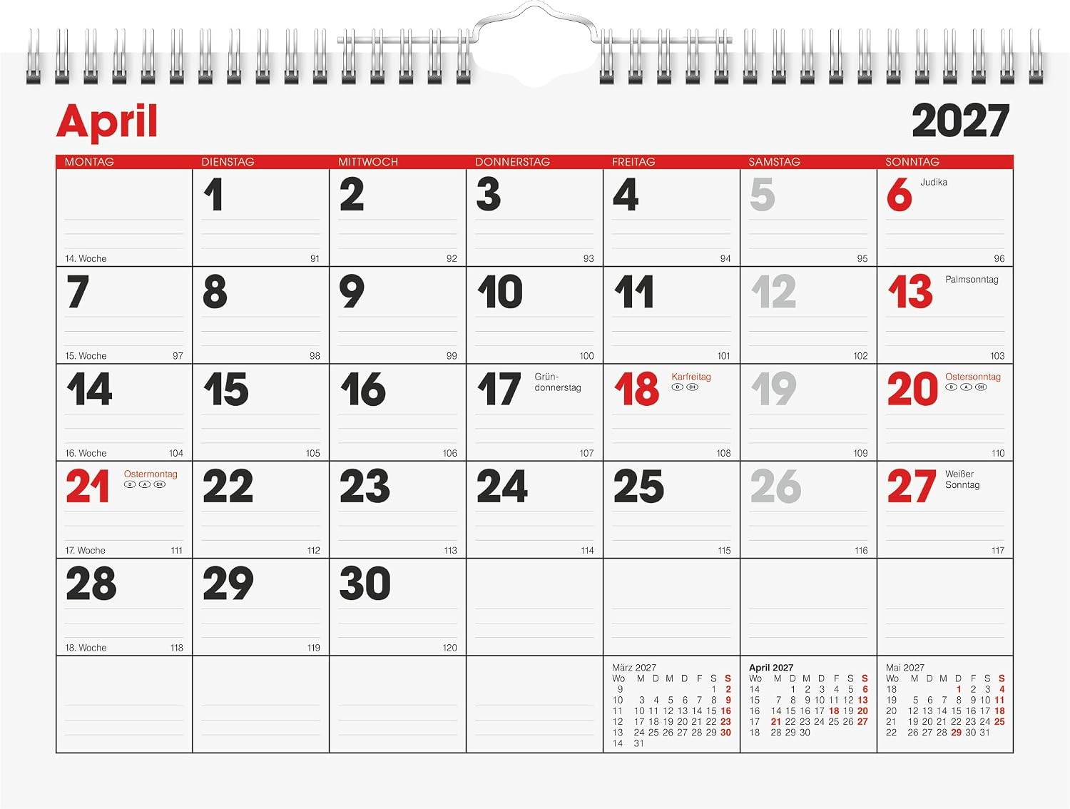 BRUNNEN Monthly Calendar 2027, 297 x 210 mm – Bild 3