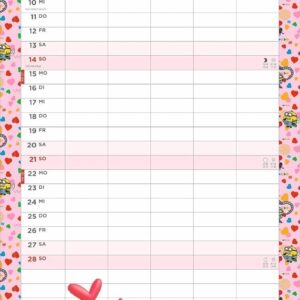 Minions Familienplaner 2027: Familienkalender mit 5 Spalten. Wandkalender mit Schulferien und Stundenplänen. – Bild 3