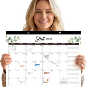 Calendar 2026/2027, 18 Month Large Wall Calendar, 43 x 30 cm, Green Leaves – Bild 2