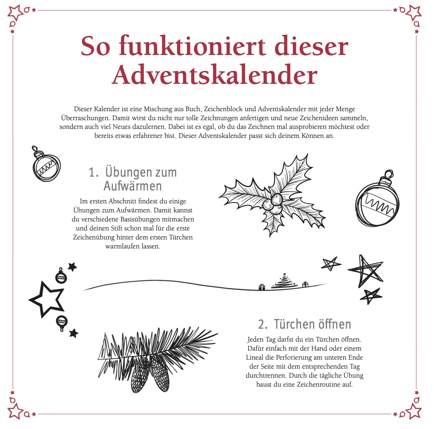Kunst des Zeichnens Weihnachtszeit - Adventskalender: Mit 24 winterlichen Zeichenprojekten den Advent genießen (Die Kunst des Zeichnens) – Bild 2