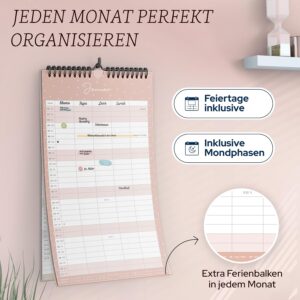 Family Planner 2027 with 5 Columns as Wall Calendar in Grey I OKT 2026 - Dec 2027 I 22 x 43 cm I Family Calendar Wall I Monthly Calendar with Holidays and Holidays, Timetables and Much More – Bild 3