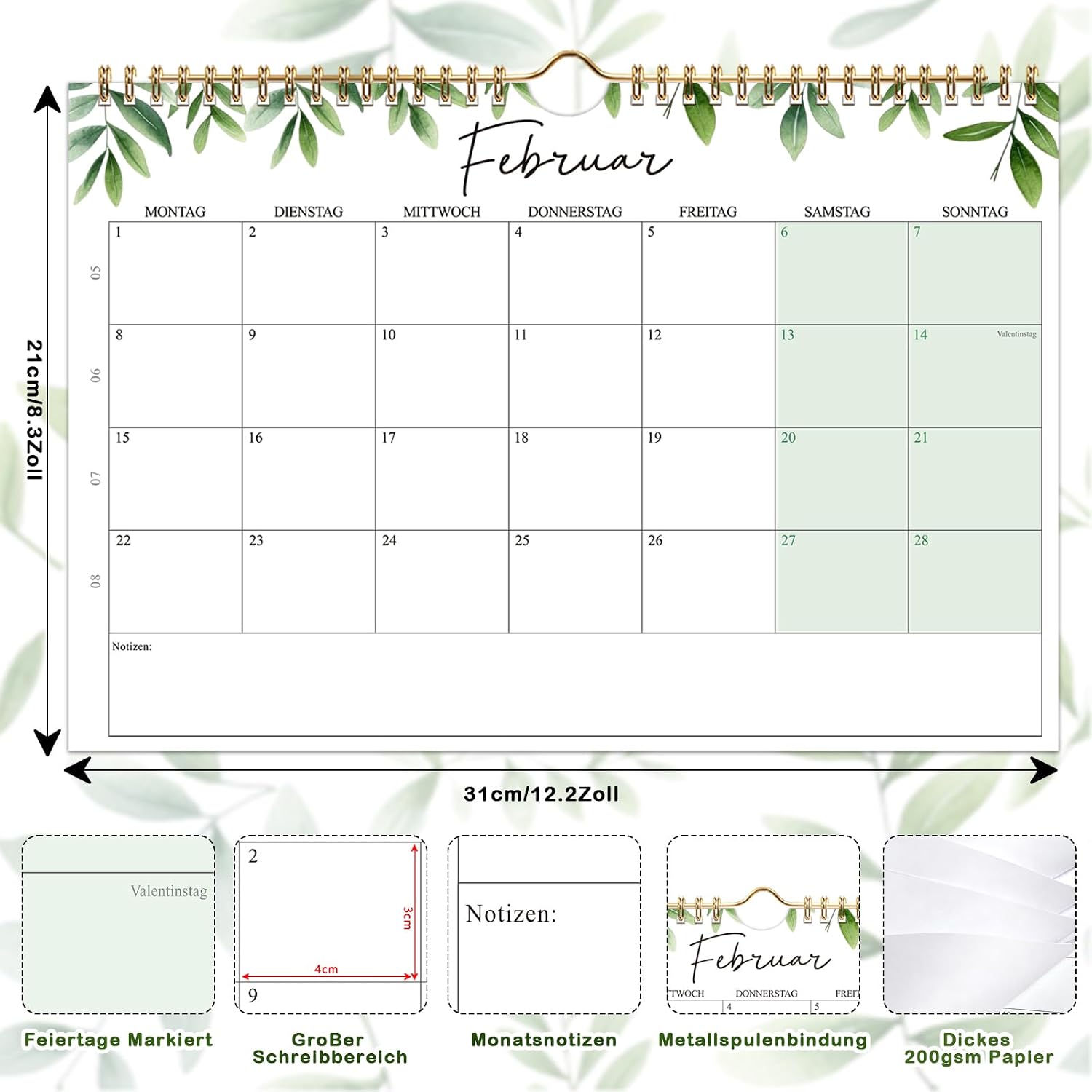 Calendar 2027 Wall Calendar in A4 Landscape Format (31 x 21 cm) – Bild 3