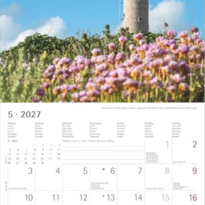 Leuchttürme 2027: Wandkalender 30x30 cm (30x60 cm geöffnet) mit Notizkalendarium, 12 Leuchtturm-Motiven und Bucket-List – Bild 4